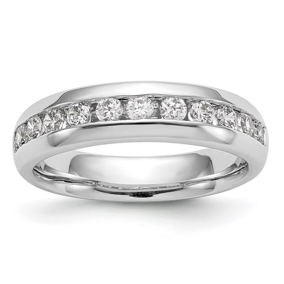 14K White Gold Ring Band Wedding Diamond Round 11-Stone Channel , Size 7