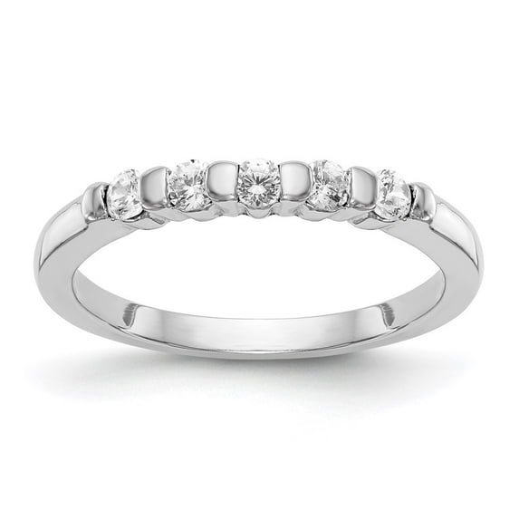 14K White Gold Ring Band Wedding Diamond Round 5-Stone , Size 8