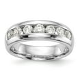 thumbnail image 1 of 14K White Gold Ring Band Wedding Diamond Round 7-Stone Channel , Size 9, 1 of 6