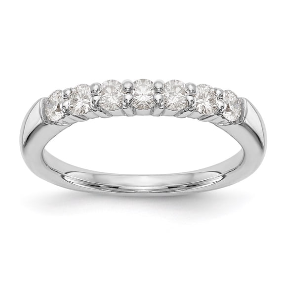 14K White Gold Ring Band Wedding Diamond Round 7-Stone , Size 5