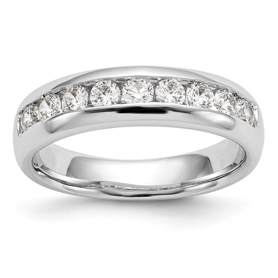 14K White Gold Ring Band Wedding Diamond Round 9-Stone Channel , Size 9
