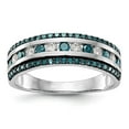 thumbnail image 1 of 14K White Gold Ring Band Wedding Diamond Round Blue &, 1 of 8