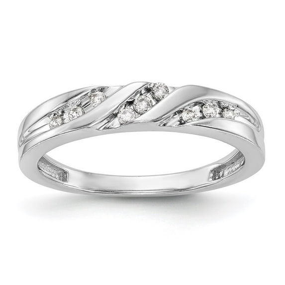 14K White Gold Ring Band Wedding Diamond Round Complete Trio Ladies
