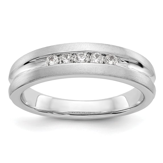 14K White Gold Ring Band Wedding Diamond Round Men's , Size 9