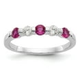 thumbnail image 1 of 14K White Gold Ring Band Wedding Diamond Round Ruby Red, Size 7, 1 of 7
