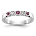 thumbnail image 1 of 14K White Gold Ring Band Wedding Diamond Round Ruby Red, 1 of 7
