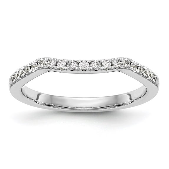 14K White Gold Ring Band Wedding Diamond Round , Size 5