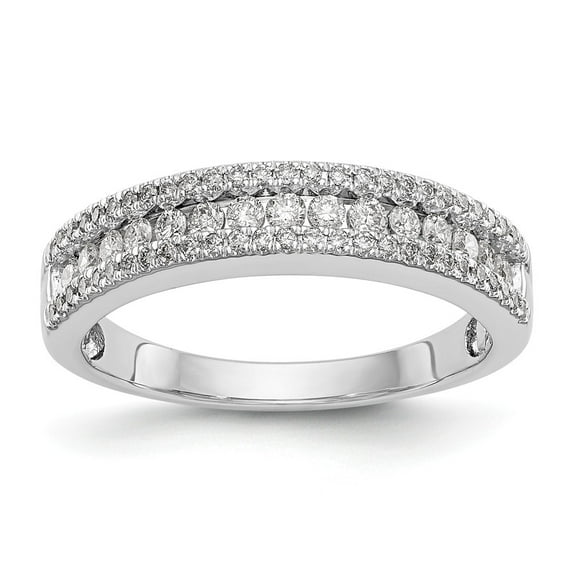 14K White Gold Ring Band Wedding Diamond Round , Size 6