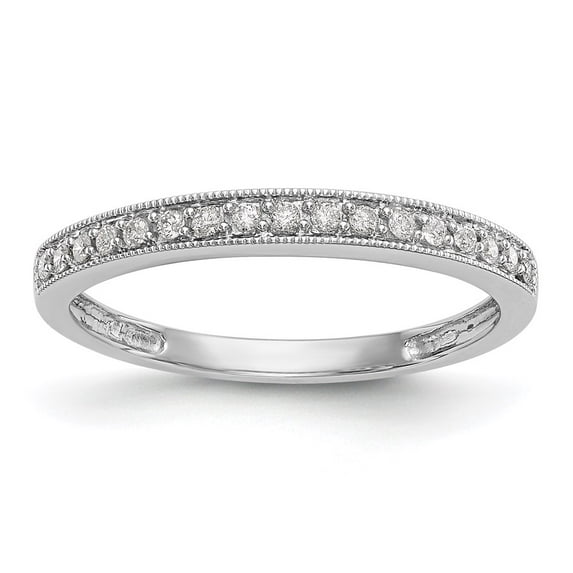 14K White Gold Ring Band Wedding Diamond Round , Size 8