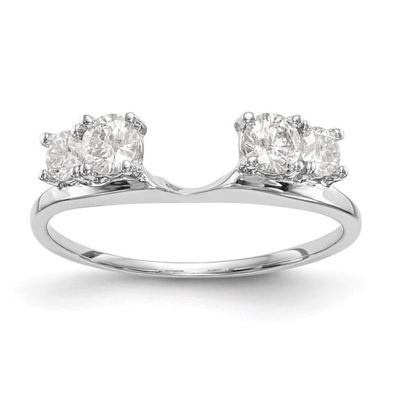 14K White Gold Ring Band Wedding Diamond Round Wrap