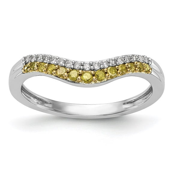 14K White Gold Ring Band Wedding Diamond Round Yellow & , Size 9