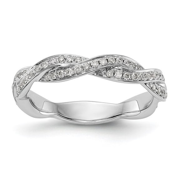 14K White Gold Ring Band Wedding Diamond Round