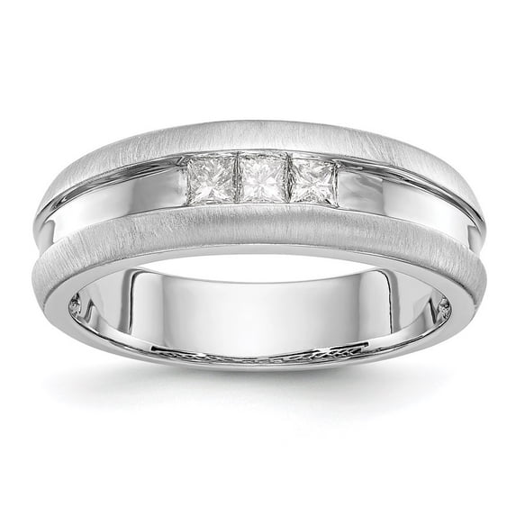 14K White Gold Ring Band Wedding Diamond Square Men's , Size 8