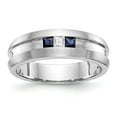 thumbnail image 1 of 14K White Gold Ring Band Wedding Diamond Square Sapphire Blue, Size 5, 1 of 7