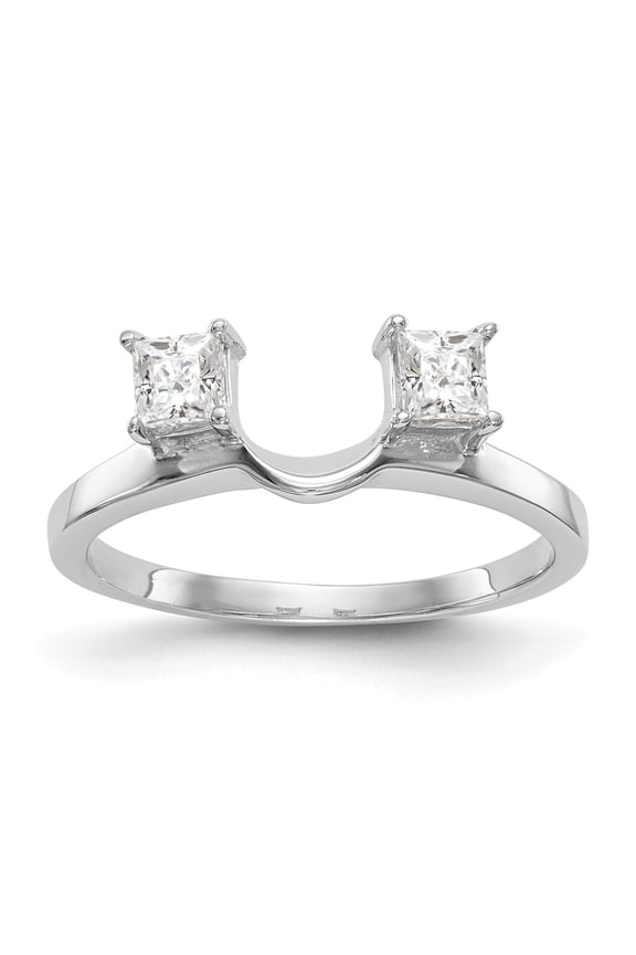 14K White Gold Ring Band Wedding Diamond Square Wrap