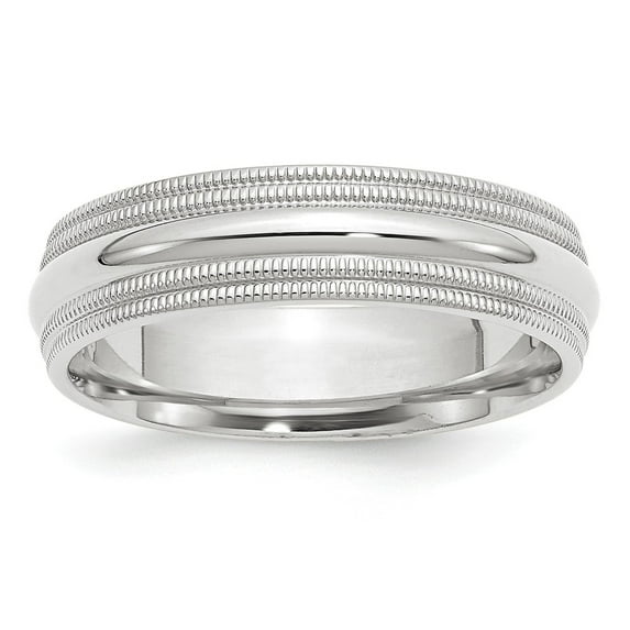 14K White Gold Ring Band Wedding Milgrain Comfort 6mm Double Fit Size 4