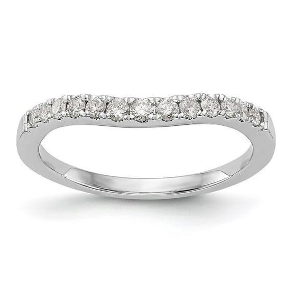 14K White Gold Ring Band Wedding Rounded Diamond Round, Size 5