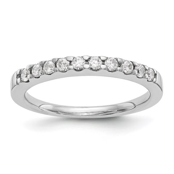 14K White Gold Ring Band Wedding Rounded Diamond Round, Size 6