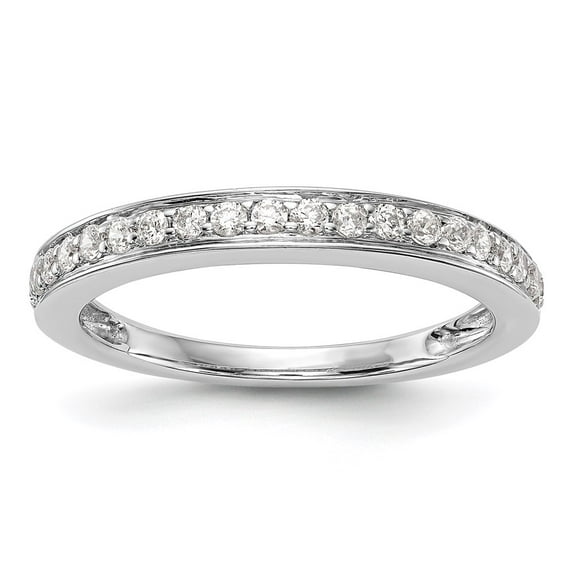 14K White Gold Ring Band Wedding Rounded Diamond Round, Size 8