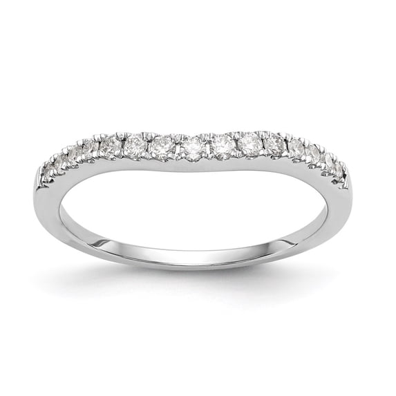 14K White Gold Ring Band Wedding Rounded Standard Half Round Diamond, Size 6