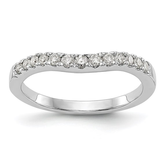 14K White Gold Ring Band Wedding Rounded Standard Round Diamond, Size 8