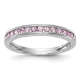 thumbnail image 1 of 14K White Gold Ring Band Wedding Sapphire (Colors) Round Pink, 1 of 7