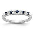 thumbnail image 1 of 14K White Gold Ring Band Wedding Sapphire Round Blue Diamond, Size 6, 1 of 7