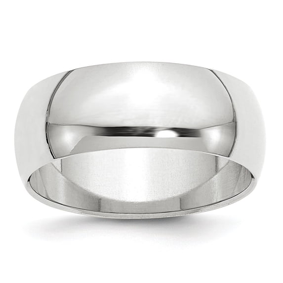 14K White Gold Ring Band Wedding Standard Half Round