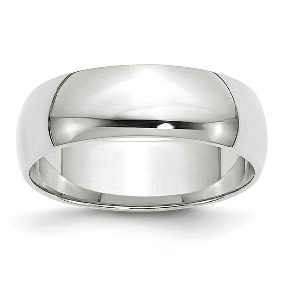 14K White Gold Ring Band Wedding Standard Half Round