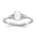 thumbnail image 1 of 14K White Gold Ring Band with Stones (10) October Opal Oval Phenomena Diamond Round, Size 5, 1 of 5