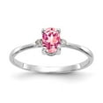 thumbnail image 1 of 14K White Gold Ring Band with Stones (10) October Pink Tourmaline Oval Diamond Round, Size 6, 1 of 5