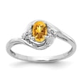 thumbnail image 1 of 14K White Gold Ring Band with Stones (11) November Citrine Oval Yellow Diamond Round, Size 5, 1 of 5
