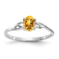 thumbnail image 1 of 14K White Gold Ring Band with Stones (11) November Citrine Oval Yellow, Size 7, 1 of 2