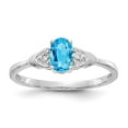 thumbnail image 1 of 14K White Gold Ring Band with Stones (12) December Swiss Blue Topaz Oval Diamond Round, 1 of 5