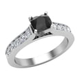 thumbnail image 1 of 14K White Gold Ring Black Diamond Engagement Ring Center Cushion 4-Prong 0.75 Carat (Black, AAA), 1 of 5