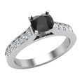 thumbnail image 1 of 14K White Gold Ring Black Diamond Engagement Ring Center Cushion 4-Prong 1.10 Carat (Black, AAA), 1 of 5