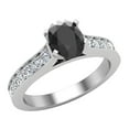 thumbnail image 1 of 14K White Gold Ring Black Diamond Engagement Ring for Women Oval 1.00 Carat (Black, AAA), 1 of 5