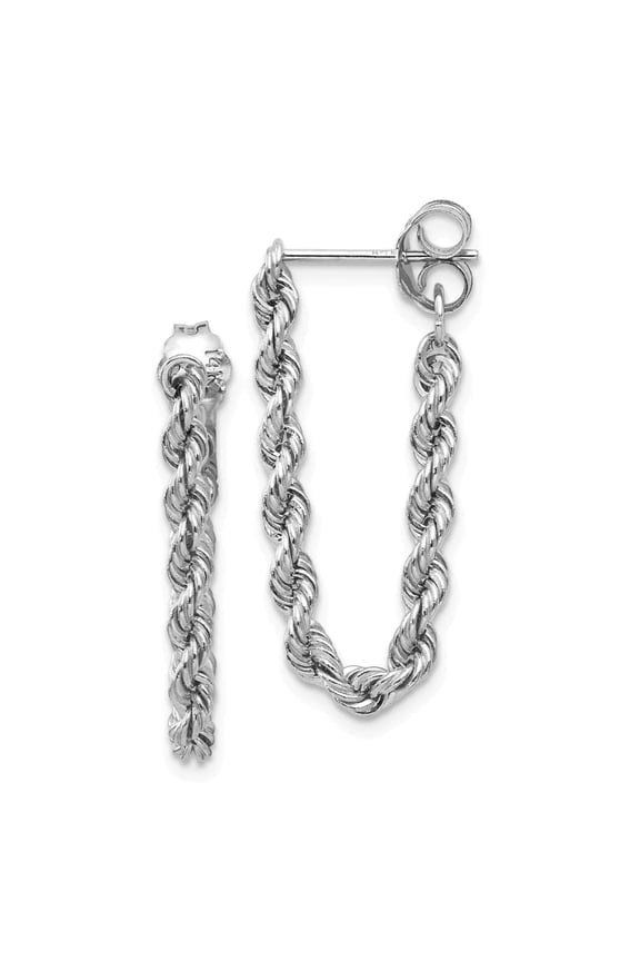 14K White Gold Rope Chain Dangle Post Earring