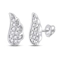 thumbnail image 1 of 14K White Gold Round Diamond Angel Wing Stud Earrings 0.1cttw, 1 of 1