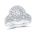 thumbnail image 1 of 14K White Gold Round Diamond Halo Bridal Wedding Ring Set - 2 CTTW, 1 of 1