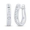 thumbnail image 1 of 14K White Gold Round Diamond Hoop Earrings 0.25cttw, 1 of 1