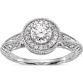 thumbnail image 1 of 14K White Gold Round Diamond Semi-Mount Halo Engagement Ring (Size 7) Made In India rm2182e-100-waa, 1 of 5