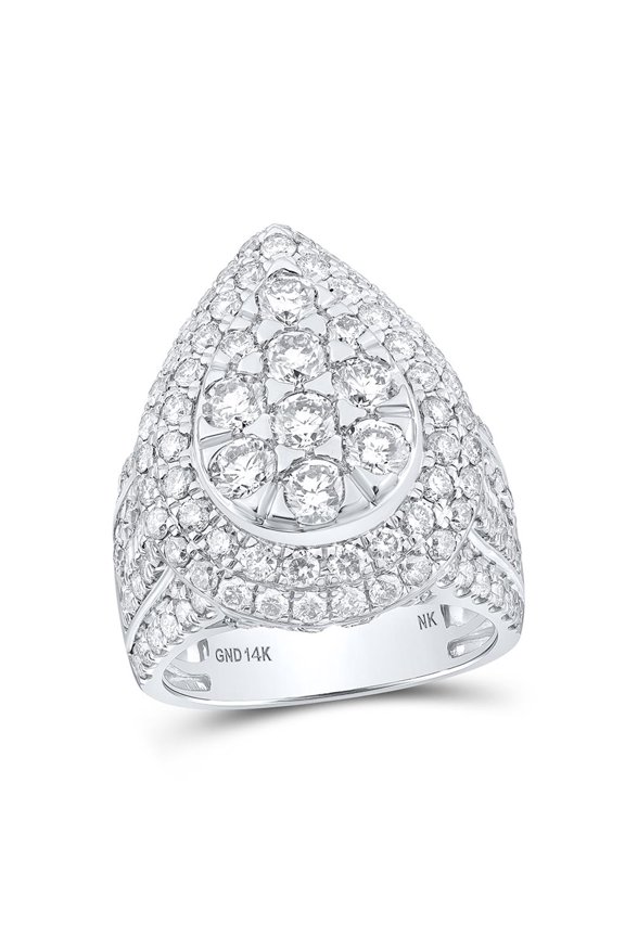 14K White Gold Round Diamond Teardrop Nicoles Dream Collection Ring 4cttw