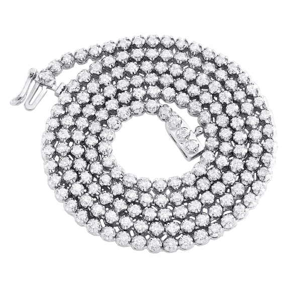 14K White Gold Round Diamond Tennis Chain 3mm Martini Set 18" Necklace 3.75 CT.