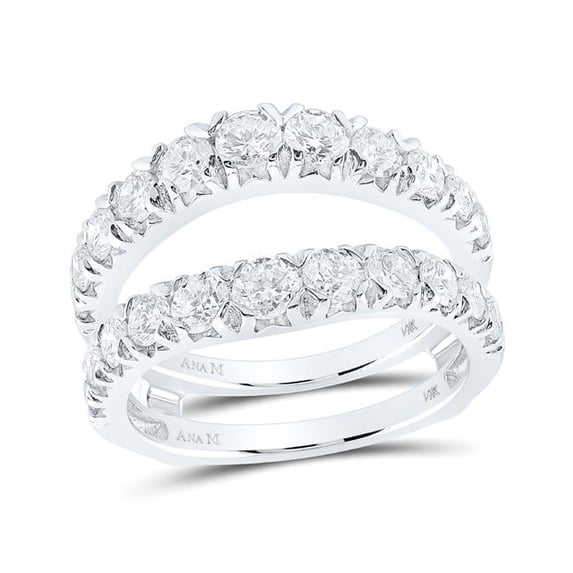 14K White Gold Round Diamond Wrap Guard Enhancer Ring - 2 CTTW