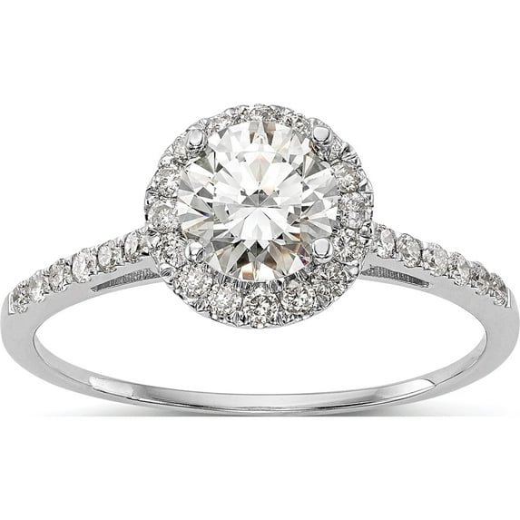 14K White Gold Round Halo Diamond Semi-Mount Engagement Ring (Size 7) Made In India rm2042e-050-waa