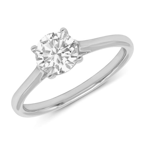 14K White Gold Round Lab Grown Diamond Cathedral Solitaire Engagement Ring - 0.50 Carat (Ring Size: 4.5)