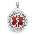 thumbnail image 1 of 14K White Gold Round Medical Pendant W/ Red Enamel - 3/4 Inch X 3/4 Inch, 1 of 1