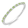 thumbnail image 1 of 14K White Gold Round Peridot & White Diamond Ladies Anniversary Wedding Band Stackable Ring, 1 of 1