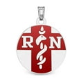 thumbnail image 1 of 14K White Gold Round "RN" Pendant W/ Red Enamel - 1/2 Inch X 1/2 Inch, 1 of 2